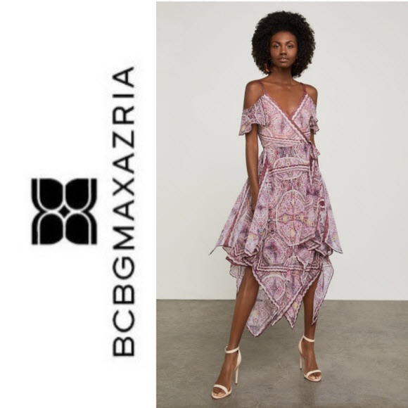 BCBGMaxAzria Dresses & Skirts - BCBGMaxAzria Cold-Shoulder Festival Wrap Dress